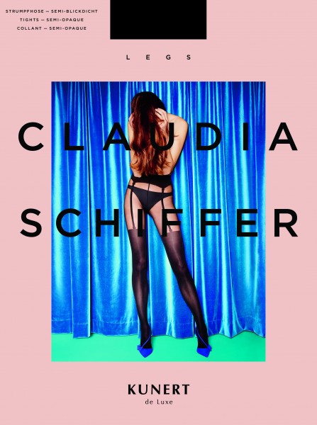 Rajstopy ze wzorem imitującym pończochy z paskiem Claudia Schiffer Legs Kunert de Luxe