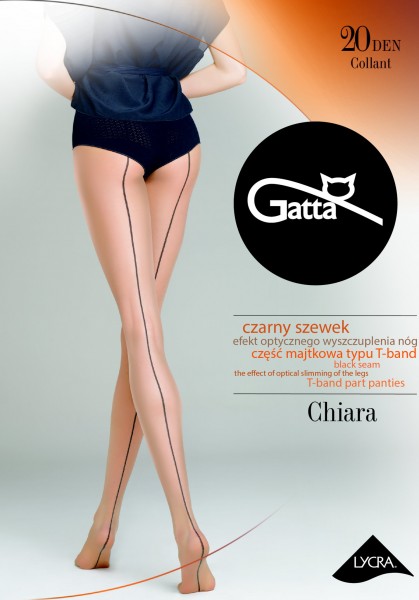 Cienkie cieliste rajstopy z czarnym szwem Chiara 05 marki Gatta