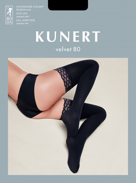 Kunert Velvet 80 - Kryjące pończochy samonośne z eleganckim wykończeniem