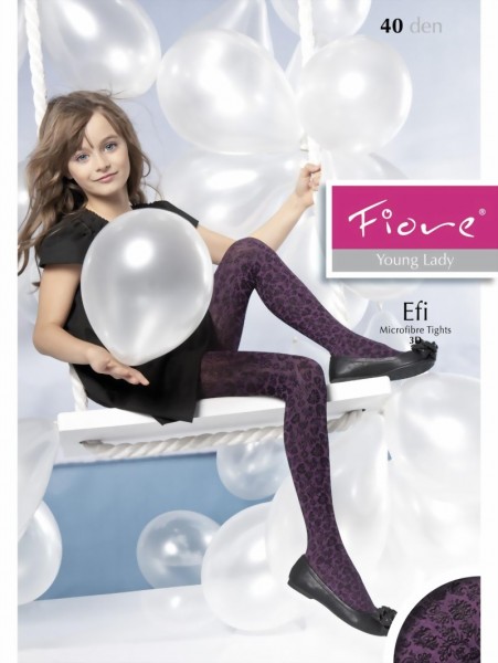 Fiore - Elegant childrens tights with flower pattern Efi 40 denier