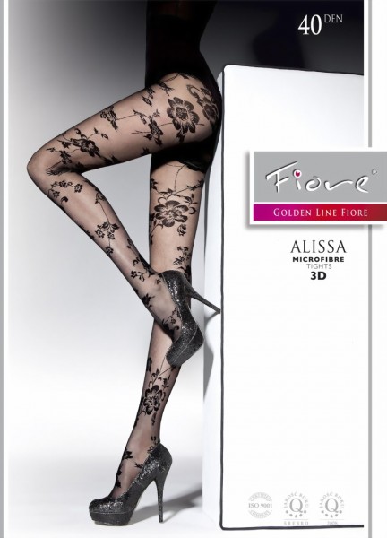 Fiore - Beautiful flower pattern tights Alissa 40 DEN