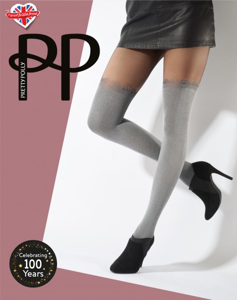 Pretty Polly Soft Grey Over The Knee - Rajstopy i miękkie zakolanówki w jednym