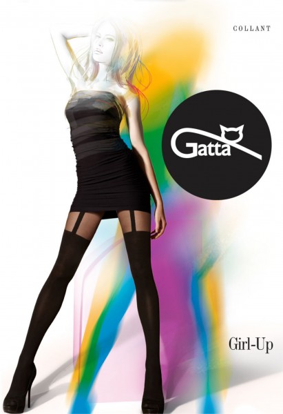 Gatta Girl-Up - Rajstopy ze wzorem imitującym pończochy z paskiem