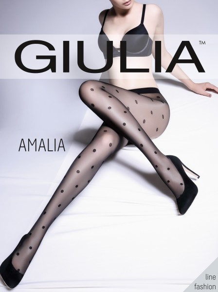 Giulia Amalia Impresso - Polka dot rajstopy with elegant lace finish at the top