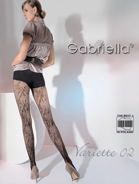 Gabriella - Elegant floral pattern fishnet tights Variette 02