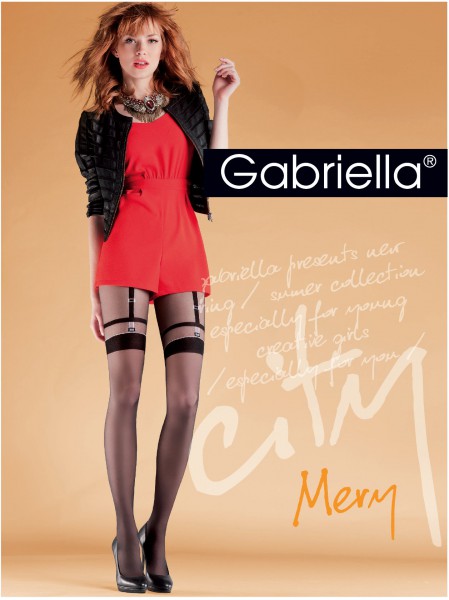 Gabriella - Stylish pattern mock suspender rajstopy Mery