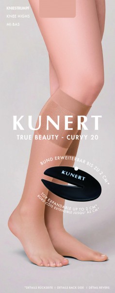 Wygodne podkolanówki plus size Curvy 20 True Beauty marki Kunert