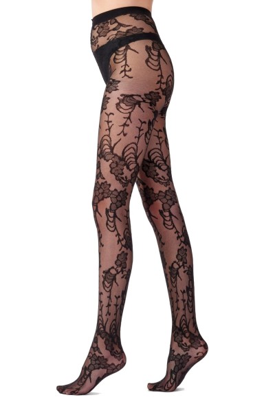 Pretty Polly Botanical Mesh Tights - Rajstopy z roślinnym motywem