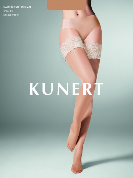 Kunert - Uwodzicielskie, niezwykle delikatne pończochy samonośne wykończone romantyczną koronką