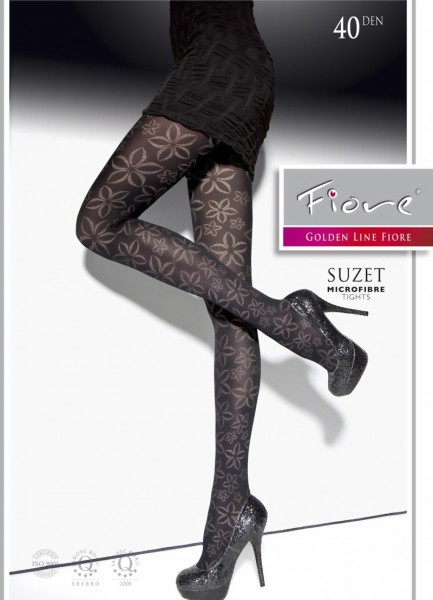 Fiore - Elegant flower pattern tights Suzet 40 DEN