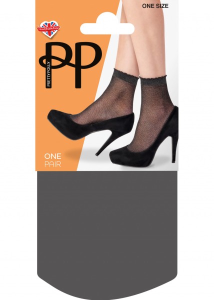 Pretty Polly Sparkly Mesh Anklet - Półkryjące, miękkie skarpetki z lurexowym wzorem imitującym kabaretki