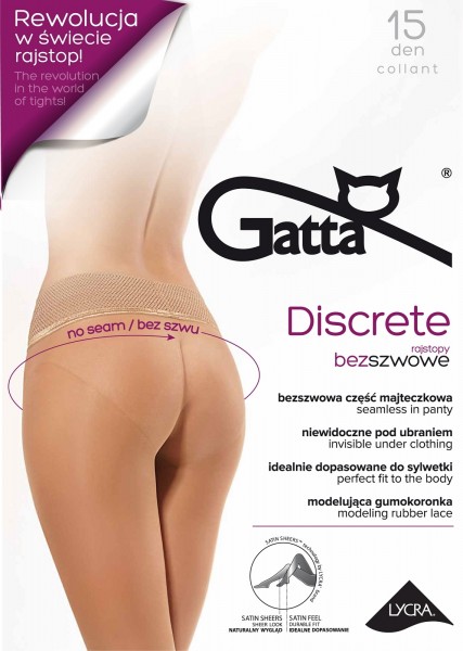 Gatta Discrete 15 - Rajstopy bezszwowe wykończone w pasie modelującą gumokoronką