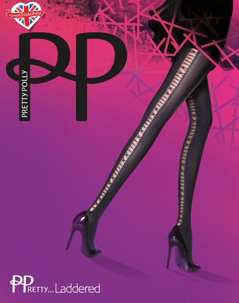 Pretty Polly PPretty ... Laddered - Rajstopy z ażurowym wzorem imitującym gorsetowe sznurowanie