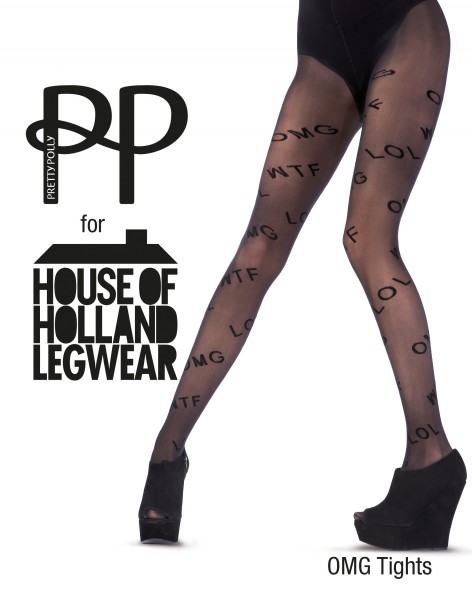 House of Holland for Pretty Polly - OMG rajstopy z napisami