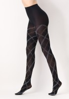 Oroblu - Kryjące rajstopy z tartanowym wzorem i lureksowymi detalami Oroblu - Kryjące rajstopy z tartanowym wzorem i lureksowymi detalami