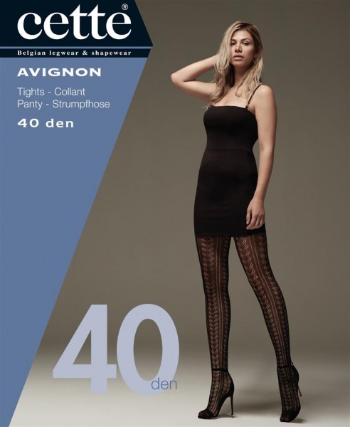 Cette Size Plus Collection Avignon - Wzorzyste ażurowe rajstopy plus size z bawełną